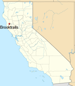 map showing the location of Brooktrails on a map of California